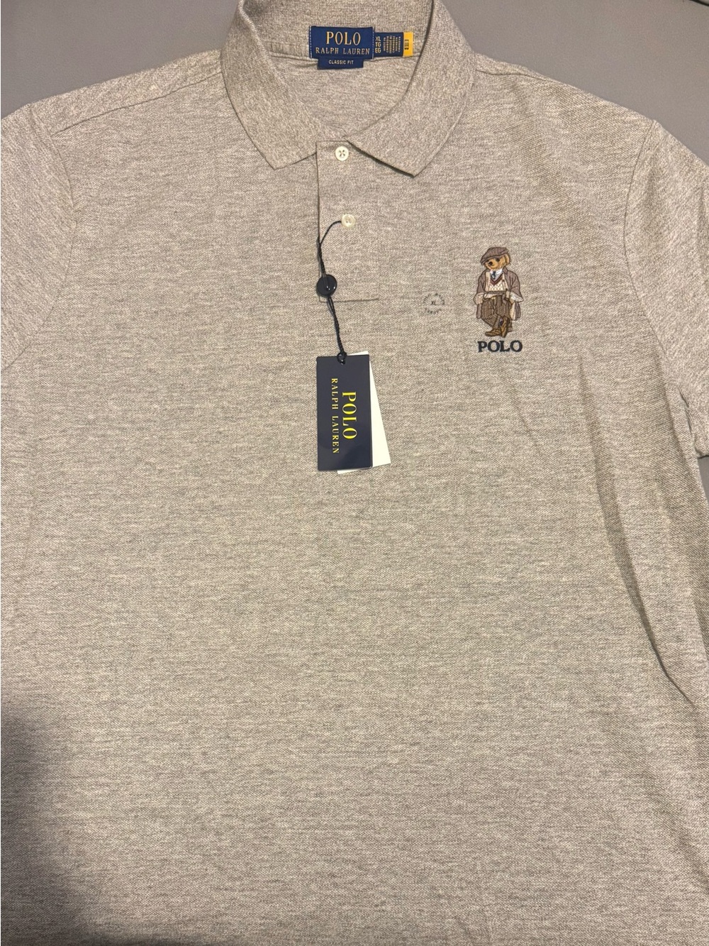 Polo by Ralph Lauren Heather Gray Bear Embroidered Polo